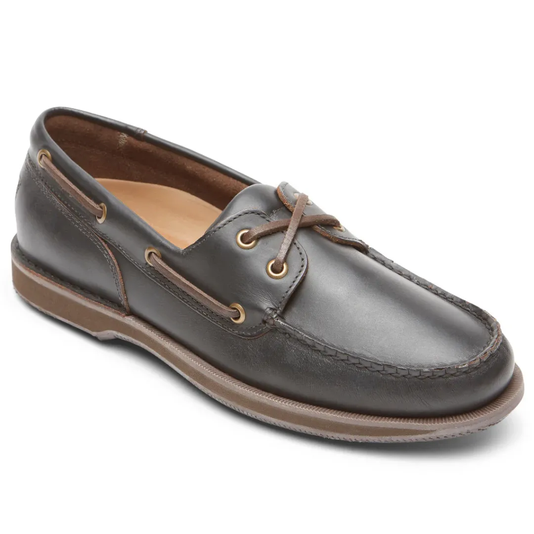 Outlet Rockport Men'S Perth Boat Shoe Dark Brown Pull Up