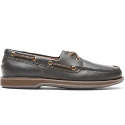 Outlet Rockport Men'S Perth Boat Shoe Dark Brown Pull Up