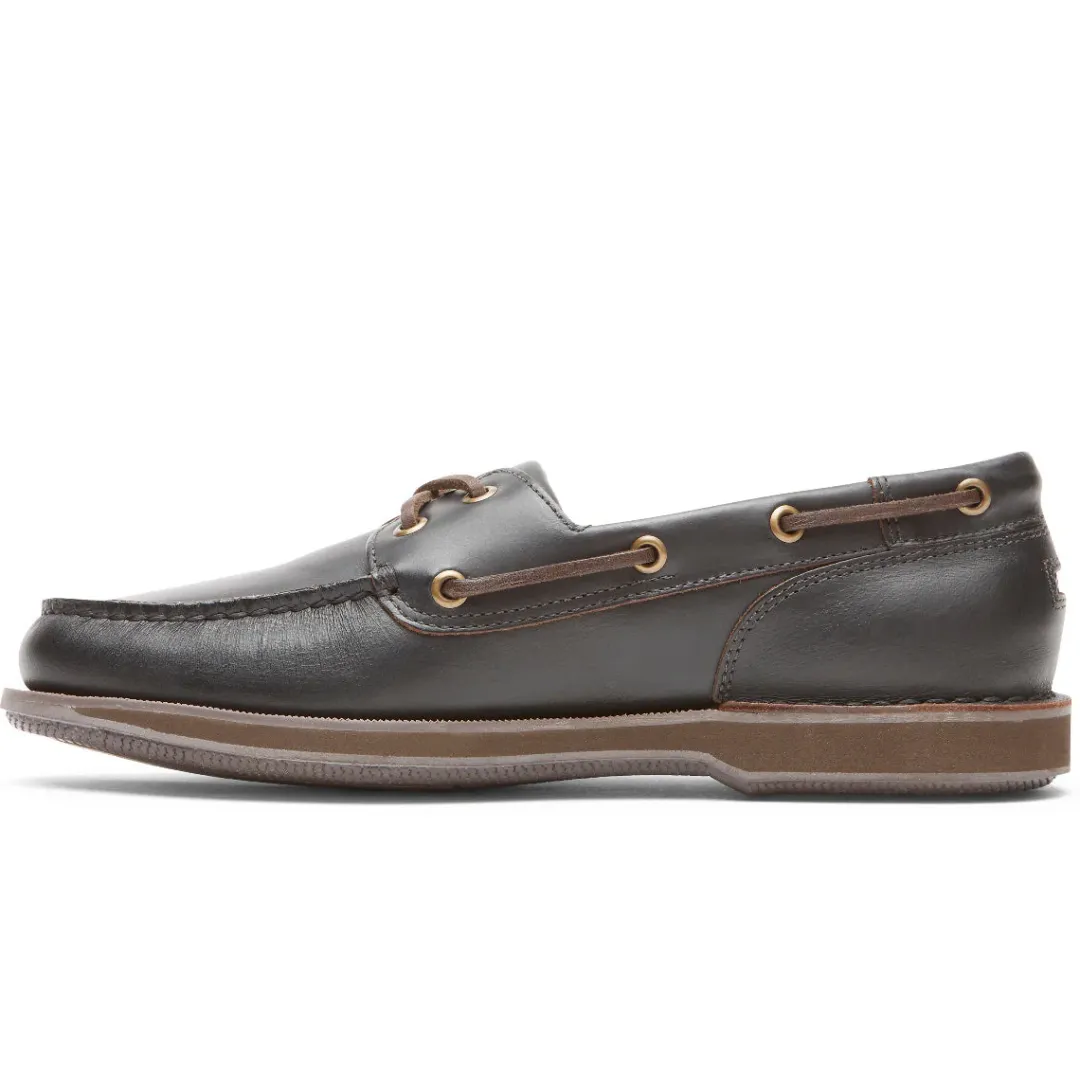 Outlet Rockport Men'S Perth Boat Shoe Dark Brown Pull Up