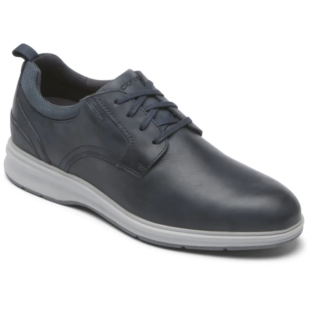 New Rockport Men'S Total Motion City Plain Toe Oxford Navy Tumbled
