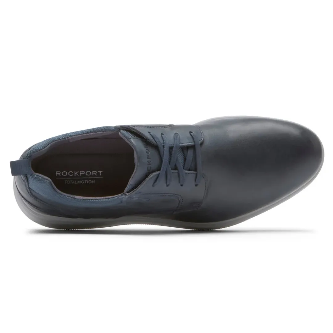 New Rockport Men'S Total Motion City Plain Toe Oxford Navy Tumbled