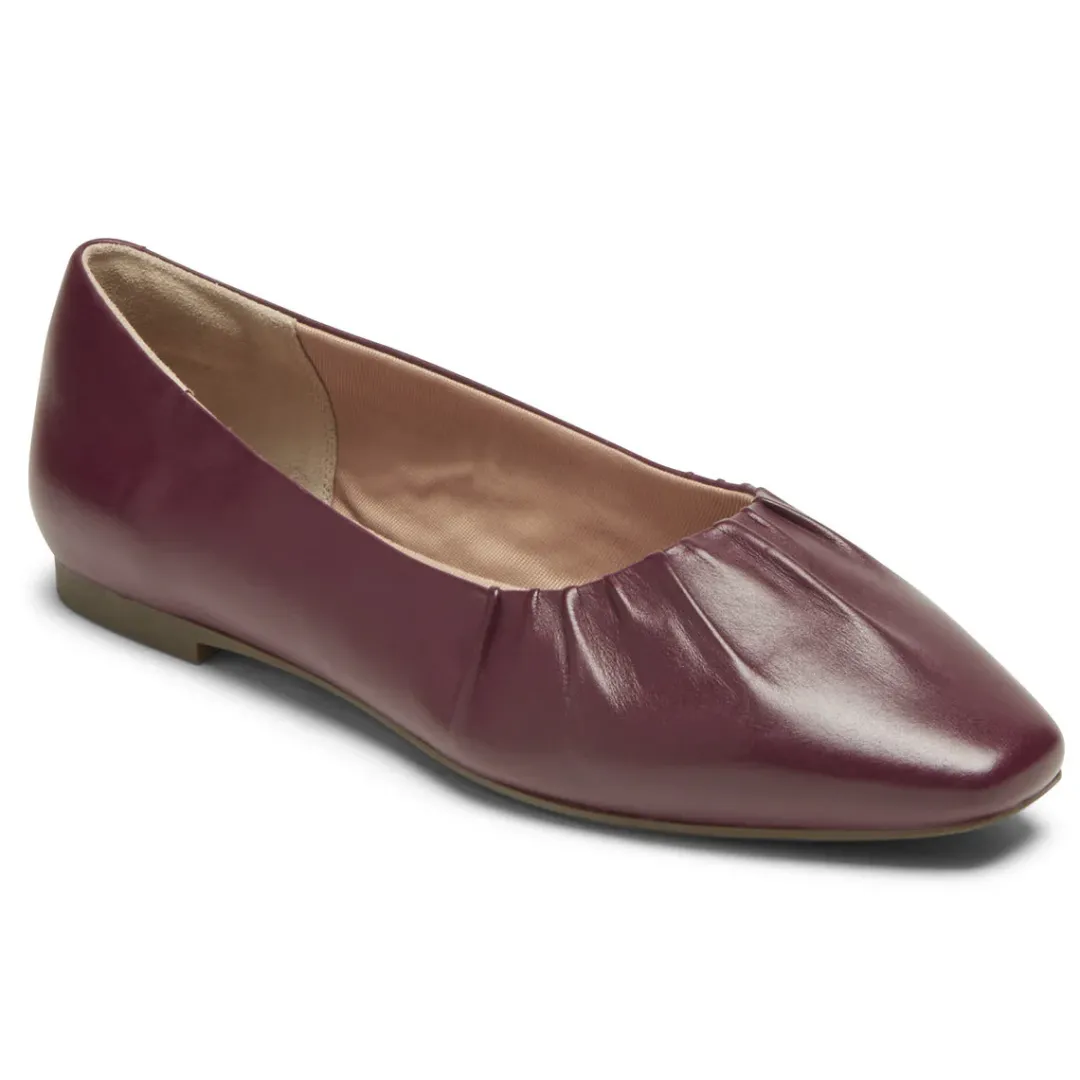 Online Rockport Women'S Total Motion Laylani Gathered Flat Tawny Port Lthr