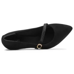 Outlet Rockport Women'S Total Motion 75Mm Heeled Mary Jane Black Suede Glam