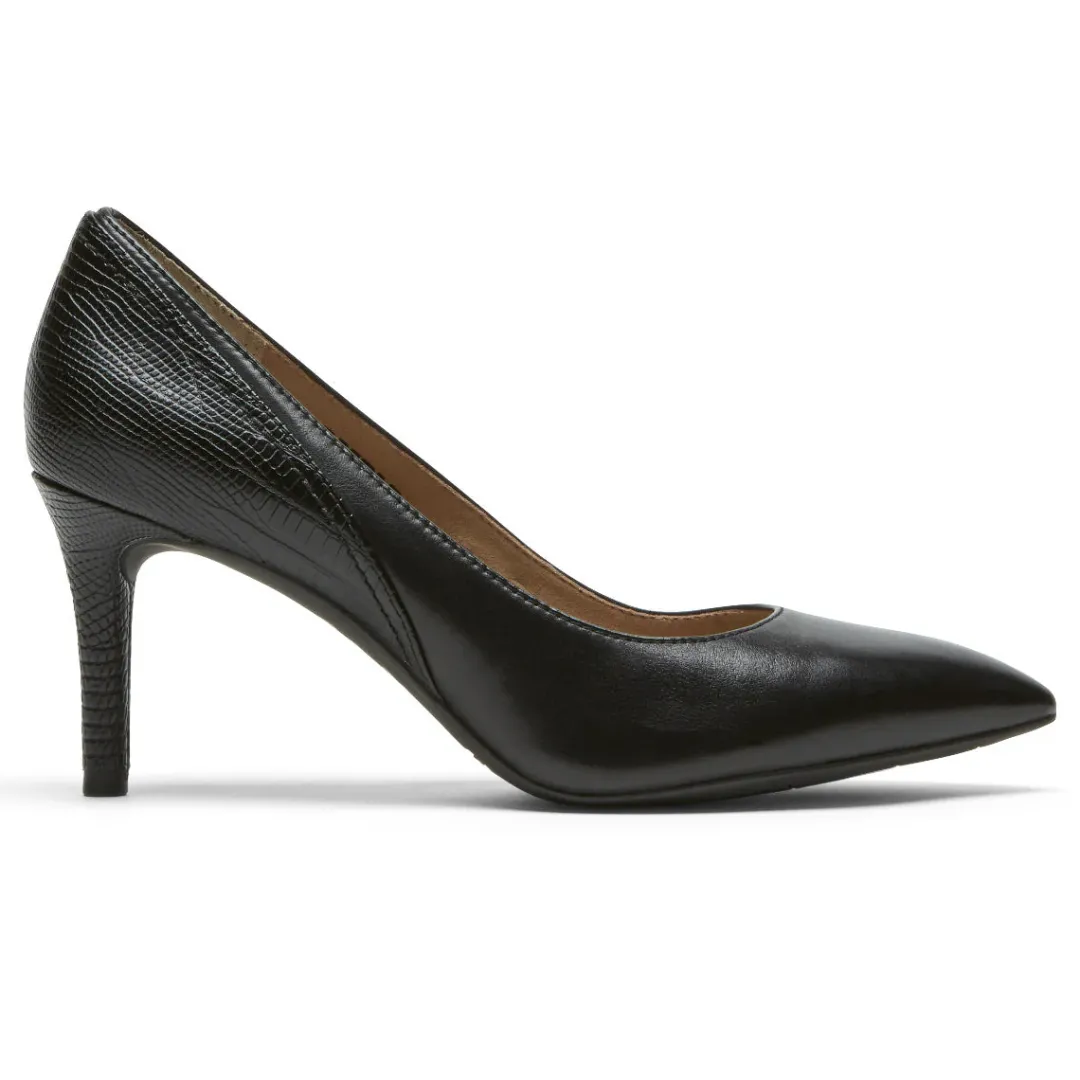 New Rockport Women'S Total Motion 75Mm Pieced Heel Black/Lizard