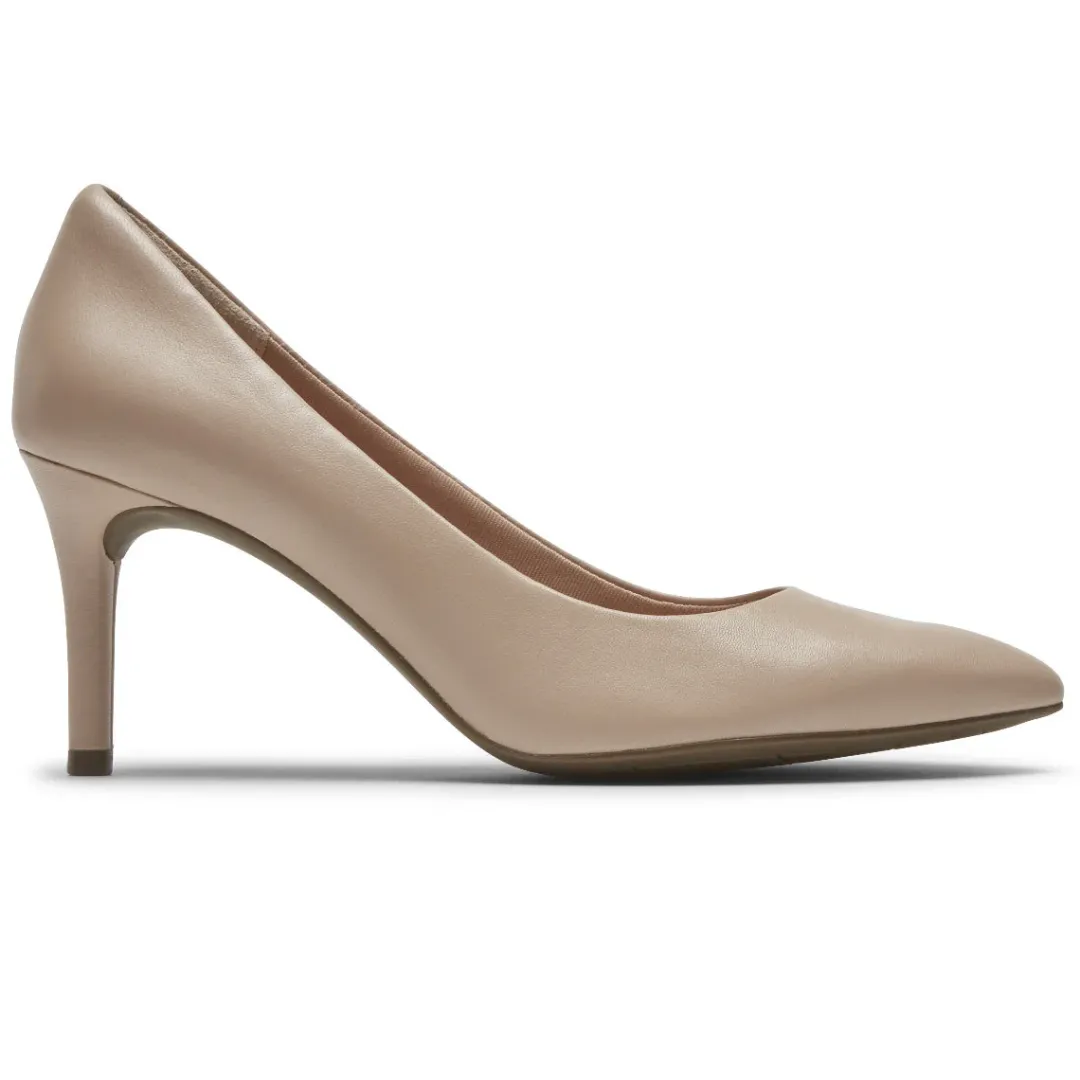 Clearance Rockport Women'S Total Motion 75Mm Pointed Toe Heel Neutral Beige Leather
