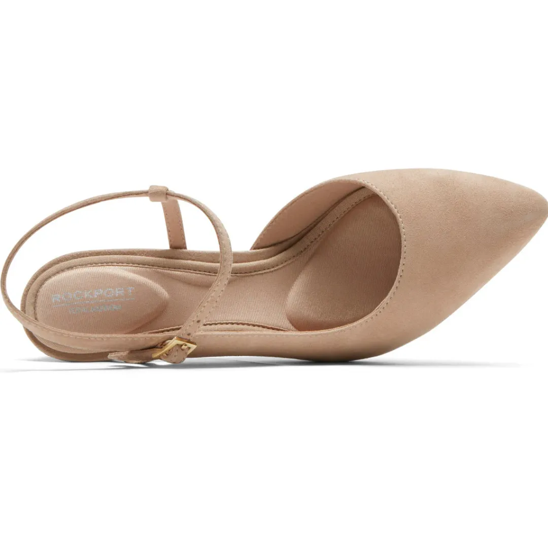 New Rockport Women'S Total Motion Sheehan Strappy Heel Beige Suede