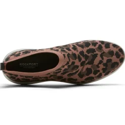 New Rockport Women'S Total Motion Sport High Slip-On Shoe Tan Leopard