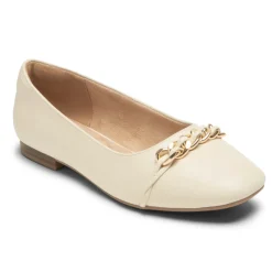 Sale Rockport Women'S Zoie Chain Ballet Flat Vanilla Lthr
